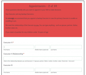 Standard Will Questionnaire